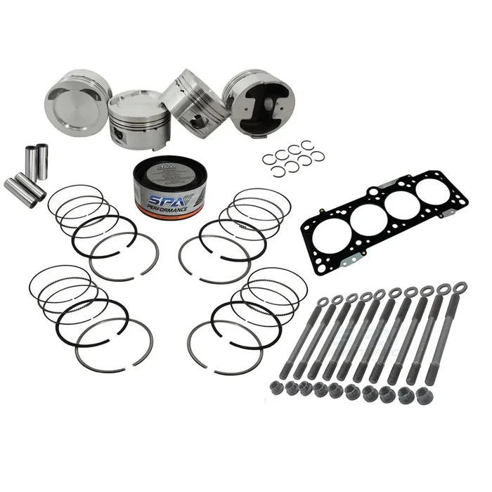 Forged piston and rings set 83.5mm VW 2.0L 16V ABF + Decompression Head Gasket Spacer – 1.5mm + Head stud set