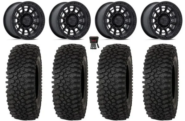 Fuel Cycle 15″ Wheels Black +10mm 33″ Roctane STX Tires Polaris Sportsman / RZR / Ranger