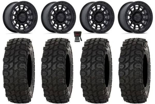 Fuel Cycle 15″ Wheels Black +38mm 32″ XComp ATR Tires Can-Am Commander Maverick Renegade Outlander Defender
