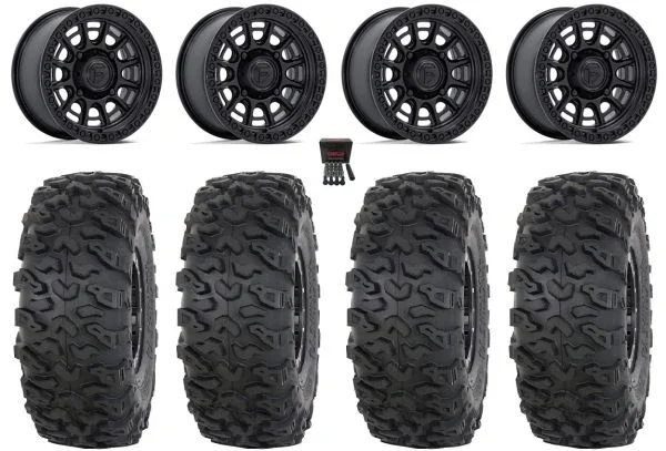 Fuel Cycle 15″ Wheels Black +38mm 33″ Roctane T4 Tires Can-Am Maverick X3 / Honda Pioneer 1000 / Talon