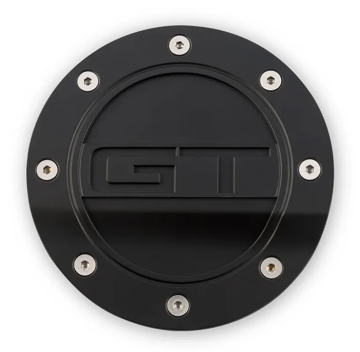 Fuel Door (Black, feat. GT Logo) for Mustang 5.0L GT 2015-23 | #FR3Z-6640526-GA | Drake Muscle Cars