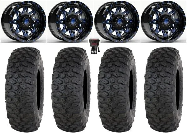 Fuel Lethal 15″ Wheels Blue 32″ Chicane DS Tires Polaris Sportsman / RZR / Ranger
