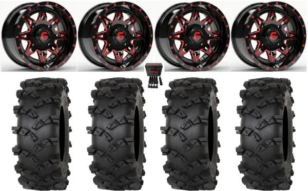 Fuel Lethal 15″ Wheels Red 33″ Outlaw M/T Tires Polaris RZR XP 1000 / PRO XP / Ranger XP 900/1000