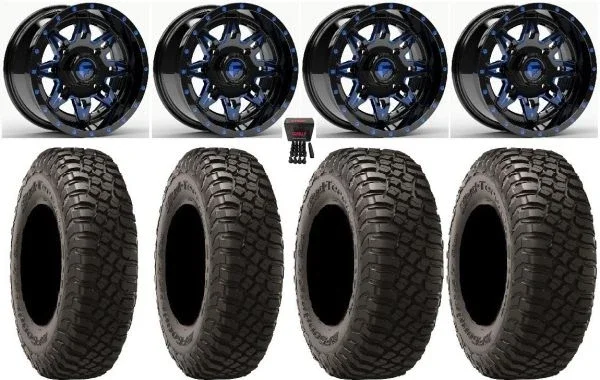 Fuel Lethal Blue 14″ Wheels 27″ BFG KM3 Tires Sportsman 550 850 1000