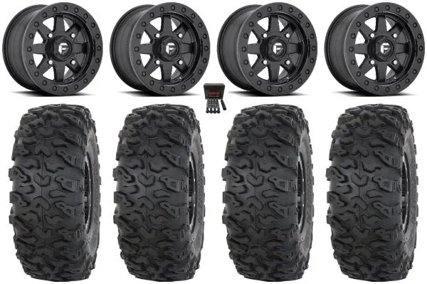 Fuel Maverick Bdlk 15″ Wheels Bk 32″ Roctane T4 Tires Kawasaki Teryx Mule
