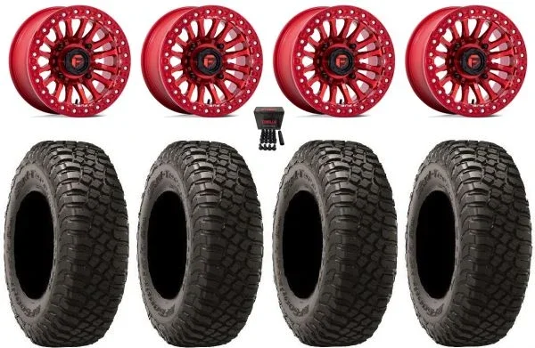 Fuel Rincon Bdlk 15″ Wheels Red 35″ BFG KM3 Tires Kawasaki Mule Pro FXT KRX / Yamaha Wolverine RMAX / YXZ 2019+