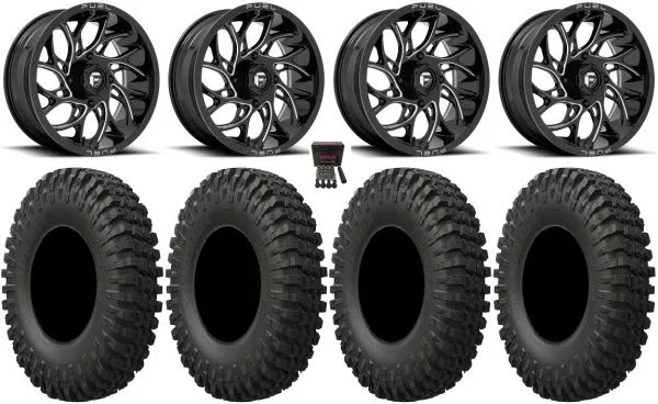 Fuel Runner 18″ Wheels Black 40″ MotoCrusher Tires Kawasaki Mule Pro FXT KRX / Yamaha Wolverine RMAX / YXZ 2019+