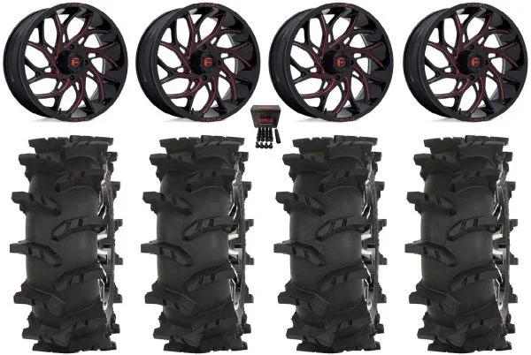 Fuel Runner 18″ Wheels Red 33″ Outlaw Max Tires Can-Am Maverick X3 / Honda Pioneer 1000 / Talon