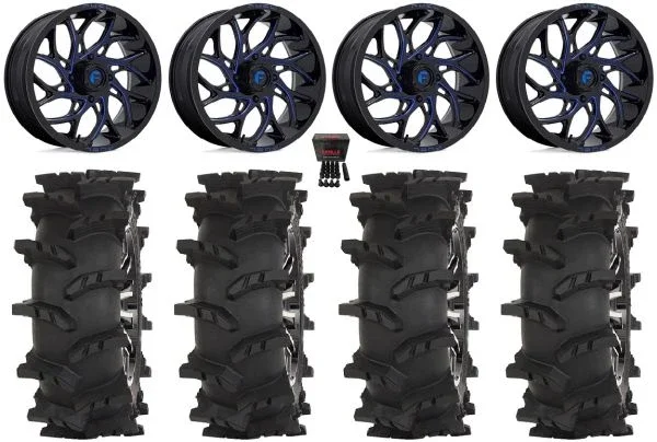 Fuel Runner 20″ Wheels Blue 33″ Outlaw Max Tires Polaris RZR XP 1000 / PRO XP / Ranger XP 900/1000