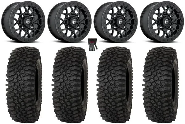 Fuel Tech Beadlock 15″ Wheels Black 35″ Roctane STX Tires Kawasaki Teryx Mule