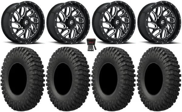 Fuel Triton 18″ Wheels Black 37″ MotoCrusher Tires Polaris Sportsman / RZR / Ranger