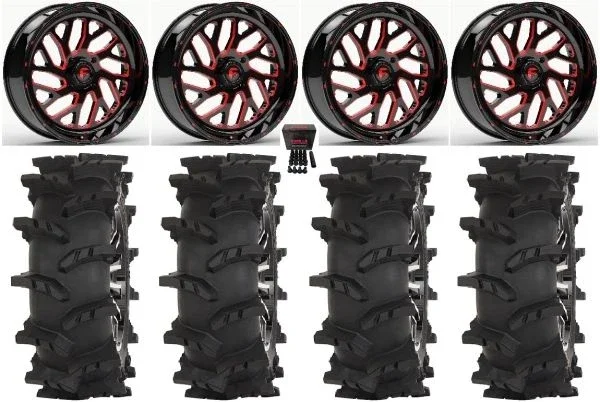 Fuel Triton 22″ Wheels Red 35″ Outlaw Max Tires Can-Am Maverick X3 / Honda Pioneer 1000 / Talon