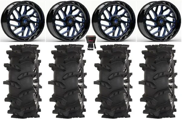 Fuel Triton 24″ Wheels Blue 40″ Outlaw Max Tires Polaris RZR XP 1000 / PRO XP / Ranger XP 900/1000