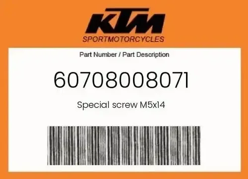 GENUINE OEM KTM SPECIAL SCREW/ 60708008071 – QTY. 2