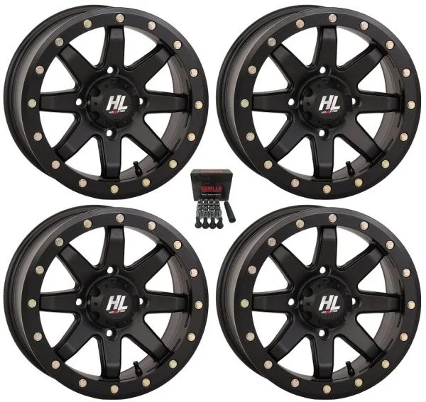 High Lifter by STI HL9 Beadlock 14″ Wheels Black (5+2) Kawasaki Mule Pro FXT KRX / Yamaha Wolverine RMAX / YXZ 2019+