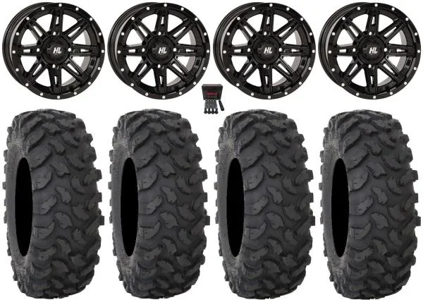 High Lifter HL22 14″ Wheels Black 28″ XTR370 Tires Polaris Sportsman / RZR / Ranger