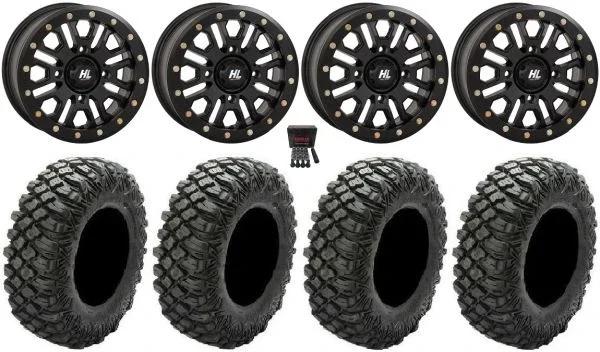 High Lifter HL23 Bdlk 14″ Wheels Bk 30″ Crawler XG Tires Kawasaki Mule Pro FXT KRX / Yamaha Wolverine RMAX / YXZ 2019+