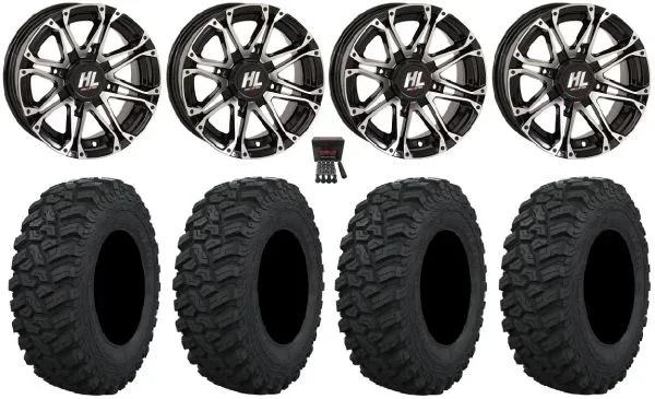 High Lifter HL3 12″ Wheels Machined 26″ Trekker Tires Honda Pioneer