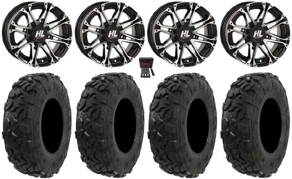 High Lifter HL3 14″ Wheels Machined 27″ Harvester Tires Can-Am Maverick X3 / Honda Pioneer 1000 / Talon