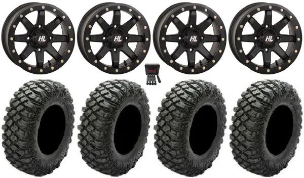High Lifter HL9 Beadlock 14″ Wheels Bk 32″ Crawler XG Tires Can-Am Commander Maverick Renegade Outlander Defender