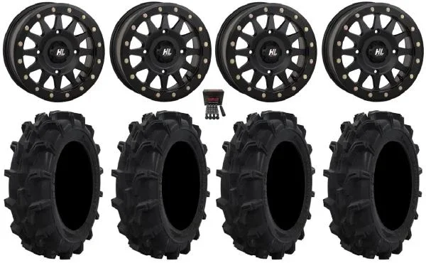 High Lifter HLA1 Bdlk 14″ Wheels Bk 29″ Mud XC Tires Can-Am Commander Maverick Renegade Outlander Defender