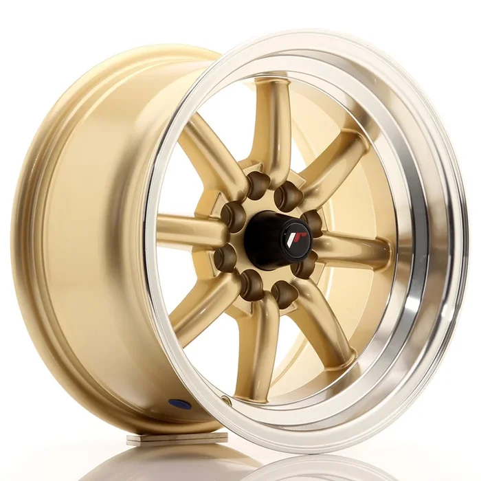 JR Wheels JR19 15×8 ET0 4×100/114 Gold w/ Machined Lip