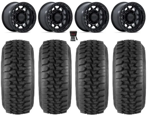 KMC Torx Bdlk 15″ Wheels Bk +0mm 30″ Desert Series Tires Can-Am Commander Maverick Renegade Outlander Defender