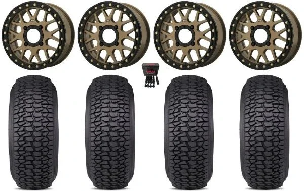 KS235 Grenade 15″ Wheels Bronze 33″ Regulator 2 Tires Kawasaki Mule Pro FXT KRX / Yamaha Wolverine RMAX / YXZ 2019+