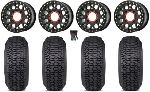 KS235 Grenade Beadlock 14″ Wheels Black 28″ Regulator 2 Tires Can-Am Maverick X3 / Honda Pioneer 1000 / Talon