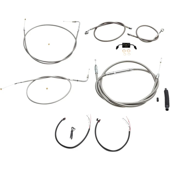 LA Choppers Handlebar Cable/Brake Line Kit – Complete – 15 ” – 17 ” – Stainless [MPN: LA-8211KT2-16]