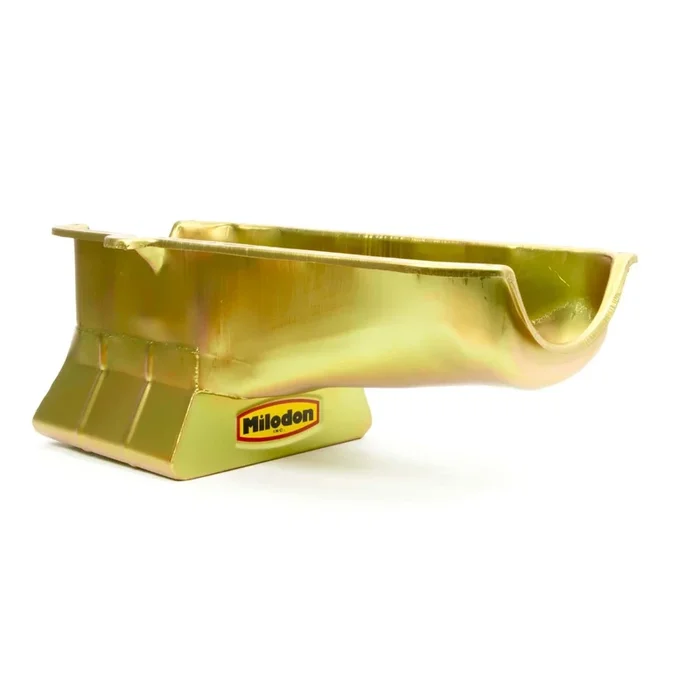 Milodon Street / Strip Rear Sump Oil Pan – 7 Quart – 8.25 in Deep – Cadmium – 2 Piece Seal – Small Block Chevy 30901