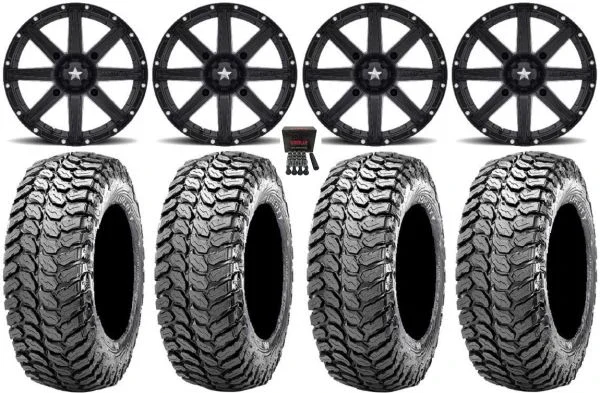 MSA Black Clutch 14″ UTV Wheels 28″ Liberty Tires Kawasaki Teryx Mule