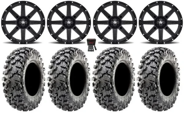 MSA Black Clutch 14″ Wheels 32″ Carnivore R/T Tires Can-Am Maverick X3 / Honda Pioneer 1000 / Talon