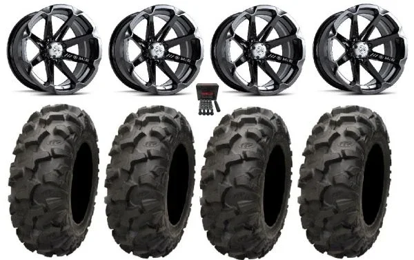 MSA Black Diesel 14″ UTV Wheels 30″ Blackwater Tires Kawasaki Teryx Mule