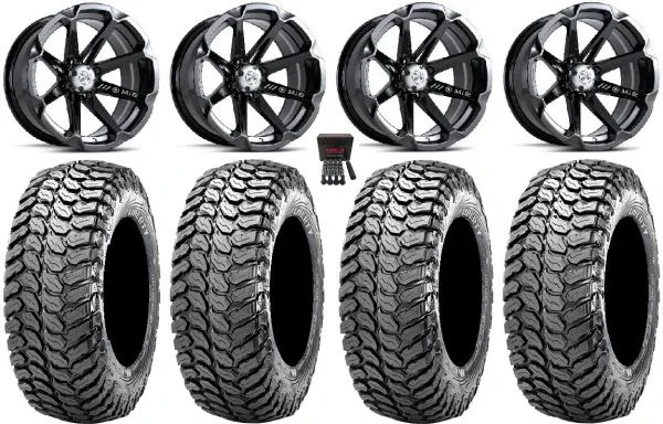 MSA Black Diesel 15″ UTV Wheels 32″ Liberty Tires Kawasaki Teryx Mule