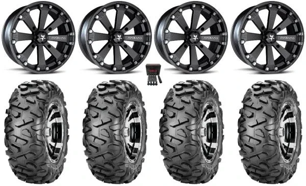 MSA Black Kore 14″ ATV Wheels 28″ BigHorn Tires Polaris Sportsman / RZR / Ranger