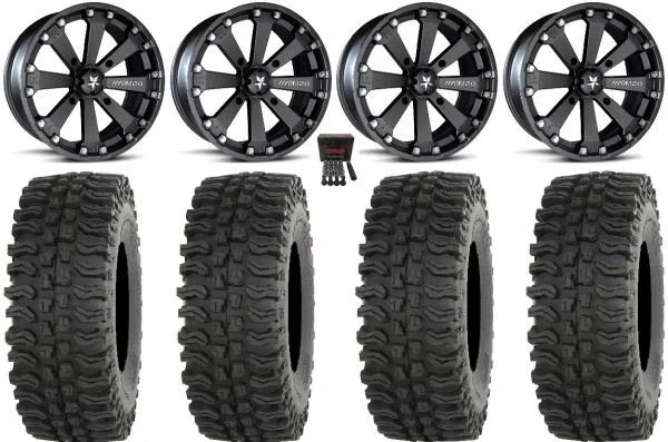 MSA Black Kore 14″ UTV Wheels 28″ BDC Tires Honda Pioneer