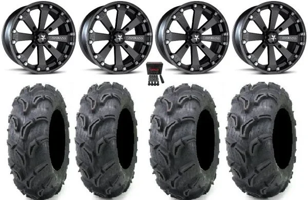 MSA Black Kore 14″ UTV Wheels 30″ Zilla Tires Kawasaki Teryx Mule