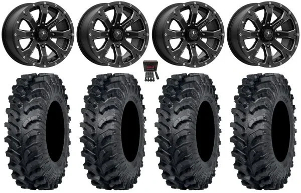MSA Bounty 14″ Wheels Black 27″ MT911 Tires Sportsman 550 850 1000