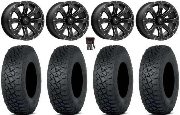 MSA Bounty 15″ Wheels Black 33″ Tenacity XNR Tires Can-Am Commander Maverick Renegade Outlander Defender