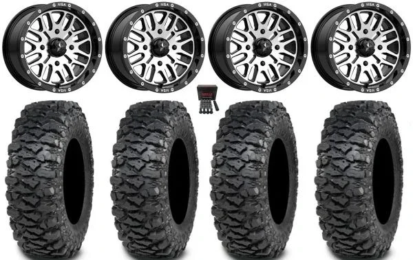 MSA Brute 15″ Wheels Machined 32″ Savage XT Tires Can-Am Maverick X3 / Honda Pioneer 1000 / Talon