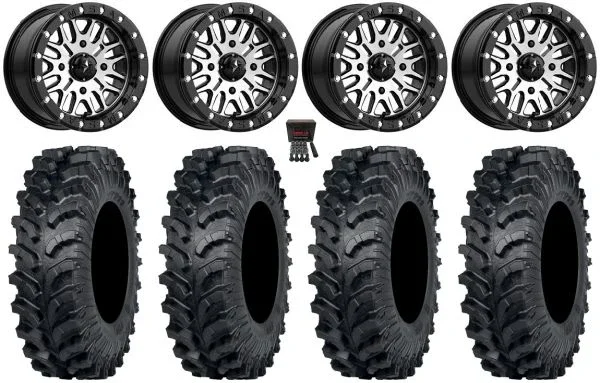 MSA Brute Beadlock 14″ Wheels Machined 30″ MT911 Tires Kawasaki Teryx Mule