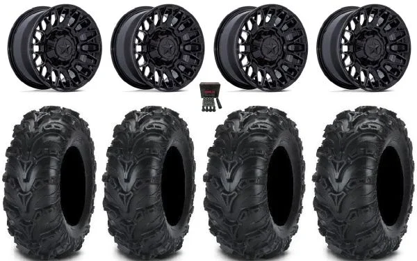 MSA Clubber 14″ Wheels Black 27″ Mud Lite II Tires Can-Am Maverick X3 / Honda Pioneer 1000 / Talon