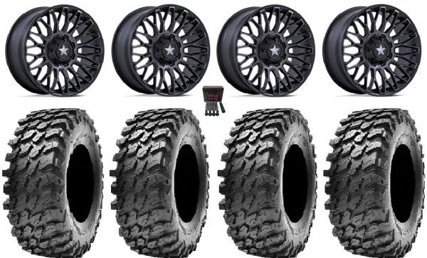 MSA Clubber 14″ Wheels Black DDT 28″ Rampage Tires Sportsman 550 850 1000
