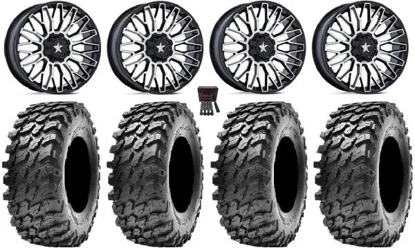 MSA Clubber 14″ Wheels Machined 30″ Rampage Tires Can-Am Commander Maverick Renegade Outlander Defender