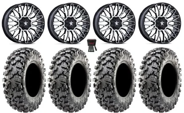MSA Clubber 14″ Wheels Machined 32″ Carnivore R/T Tires Kawasaki Mule Pro FXT KRX / Yamaha Wolverine RMAX / YXZ 2019+
