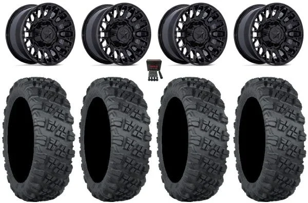 MSA Clubber 15″ Wheels Black 33″ Versa Cross V3 Tires Kawasaki Mule Pro FXT KRX / Yamaha Wolverine RMAX / YXZ 2019+