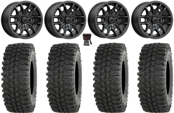 MSA Fang 15″ Wheels Black 33″ BDC Tires Yamaha Viking Wolverine YXZ1000R