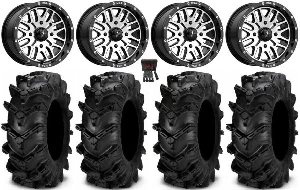 MSA Machined Brute 14″ UTV Wheels 28″ Cryptid Tires Polaris RZR XP 1000 / PRO XP / Ranger XP 900/1000