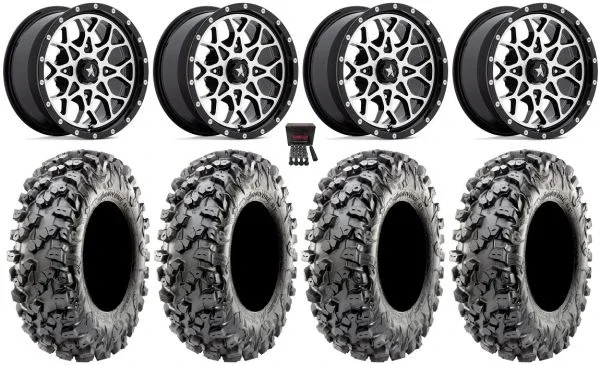 MSA Portal 14″ Wheels Machined 30″ Carnivore R/T Tires Can-Am Commander Maverick Renegade Outlander Defender